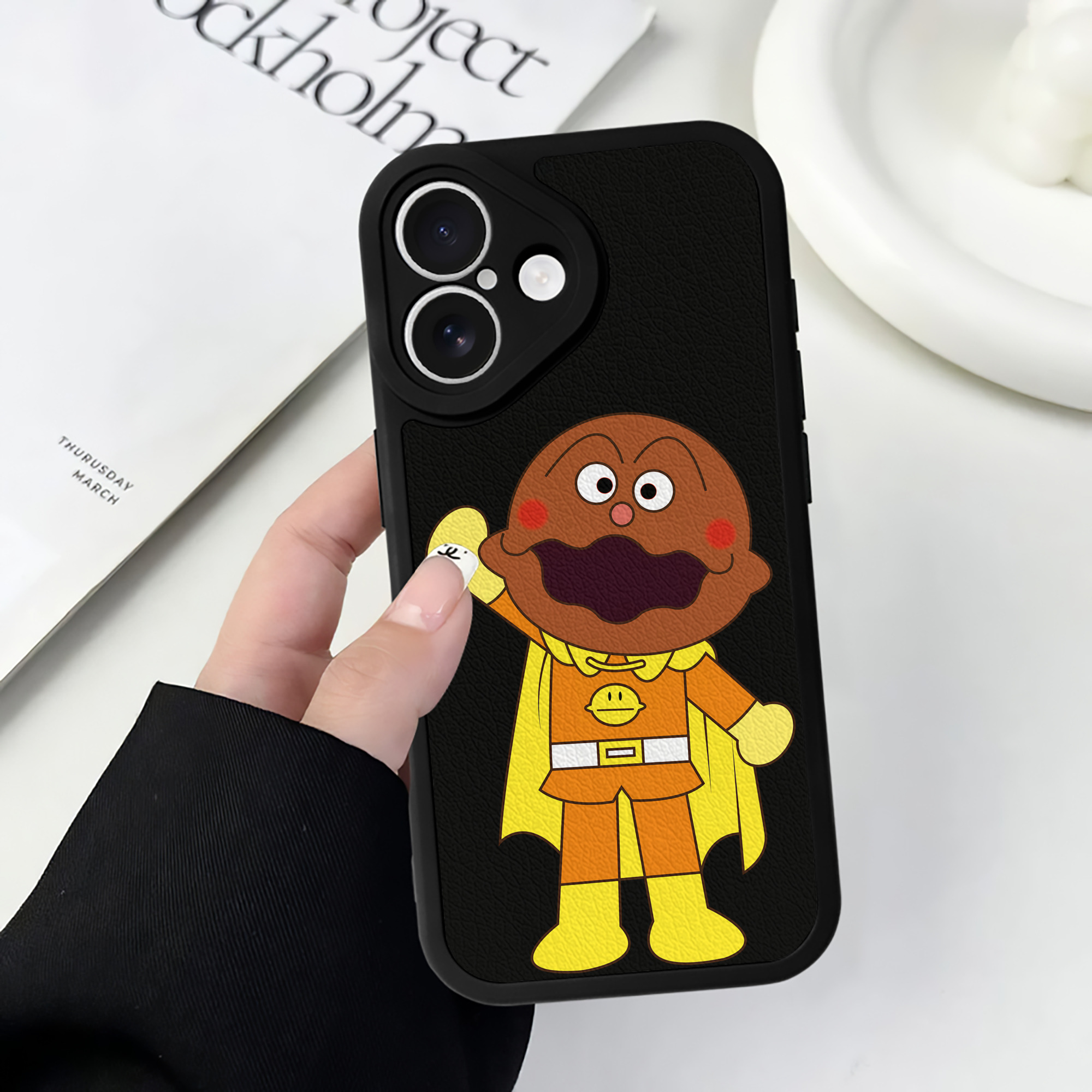 （画像用） アンパンマン Anpanman 【iPhone 16シリーズ対応】シリコンスマホケース（レザー調） 材質：シリコン